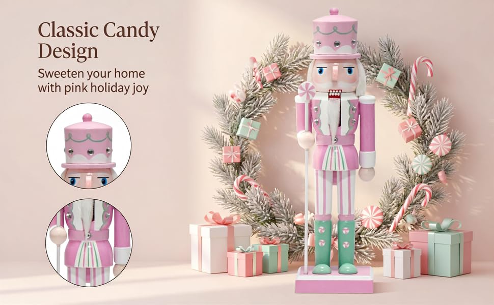 Text reads "Classic Candy Design". Display featuring pink decorative items, flowers, and gifts arranged around circular frames showing candy-themed home décor products.