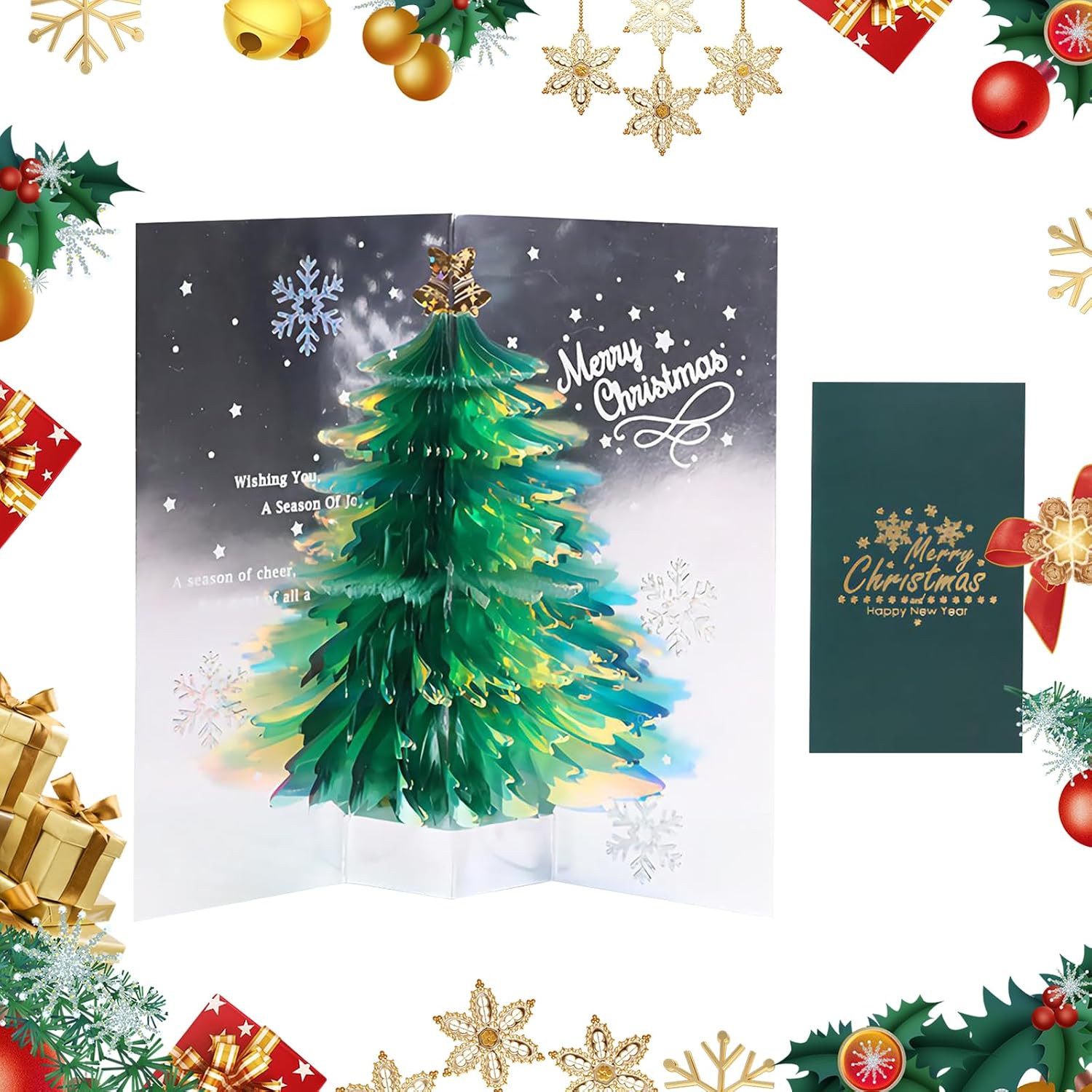 Christmas Greeting Cards 3D Xmas Gifts Pop Up Card,Christmas Glitter Christmas Tree 3D Gre…