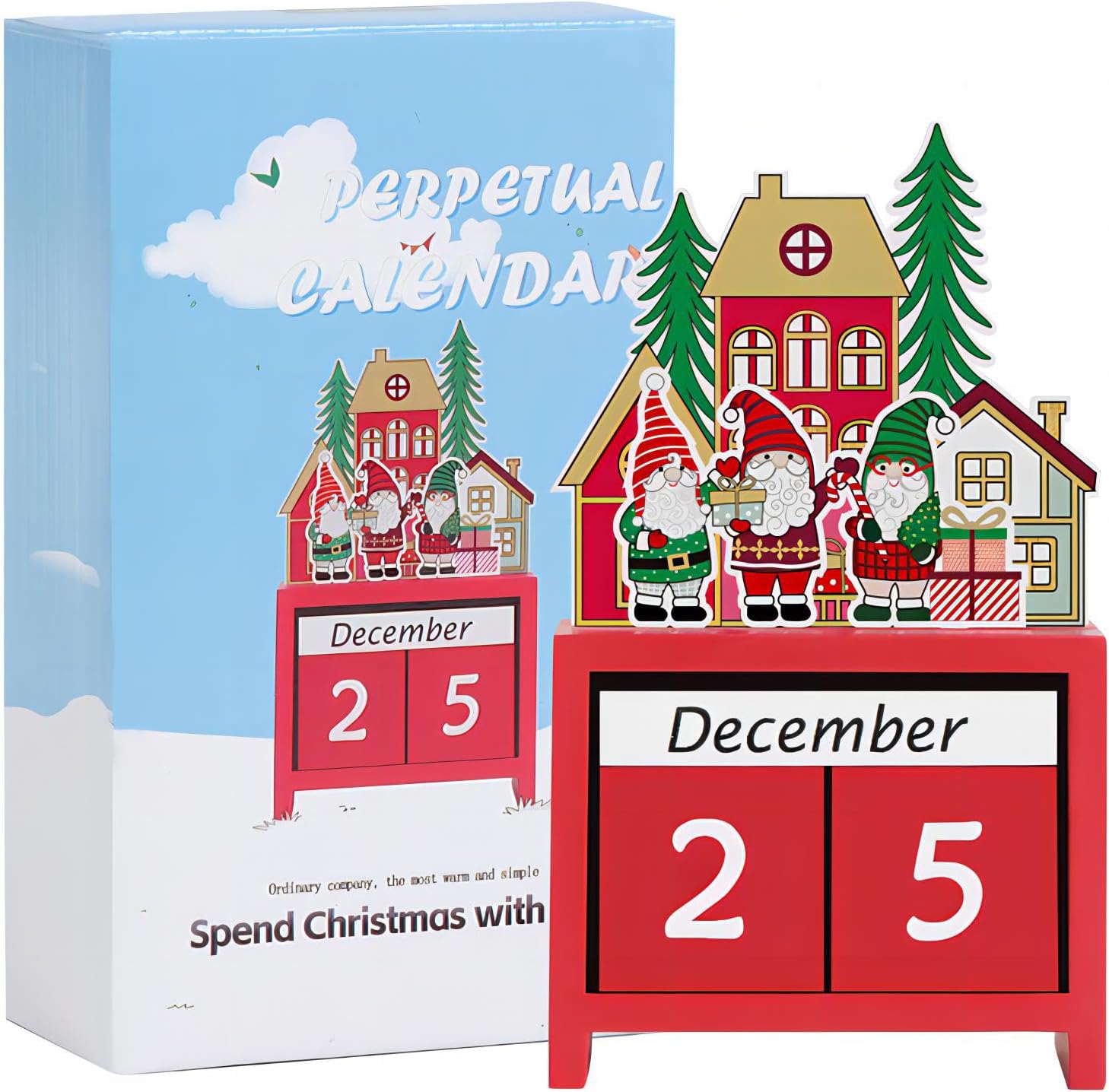Christmas Wooden Elf Calendar Ornament,Santa Claus Countdown Calendar,Wooden Christmas Adv…