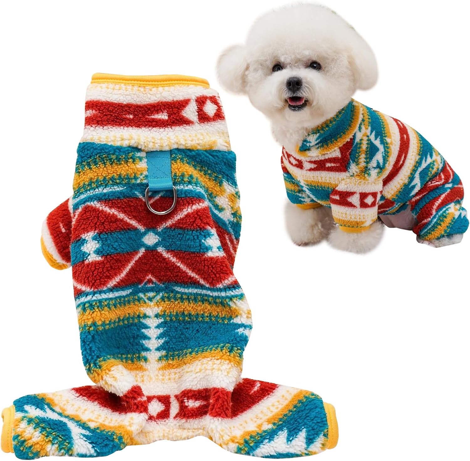 Fleece Dog Jumper Warm Dog Pajamas,Pet Vintage Four Legged Fleece Coat,Winter Warm Dog Cat…