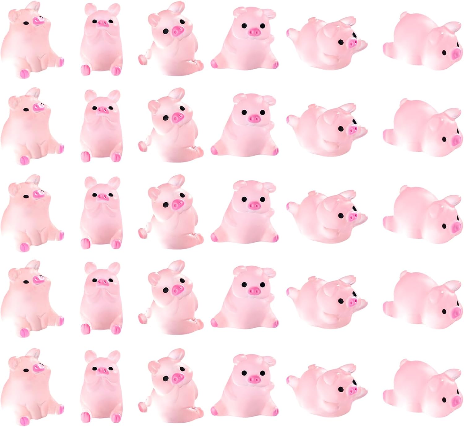 30 PCS Resin glow-in-the-dark pig micro-landscape ornament,Luminous Mini Resin Pigs,6 Colo…