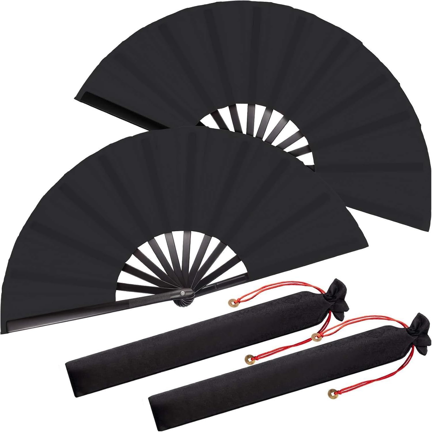2 Packs Large Folding Hand Silk Fans,Large Folding Silk Hand Fan Hand Folding Fans,Solid C…