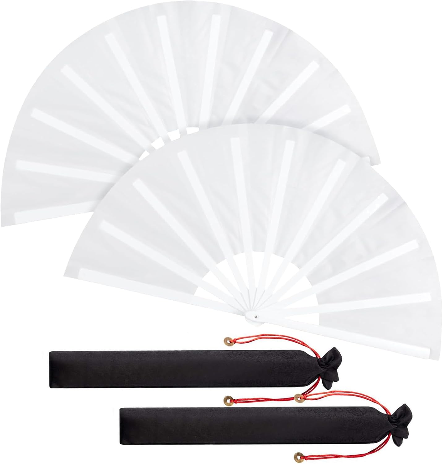 2 Packs Large Folding Hand Silk Fans,Large Folding Silk Hand Fan Hand Folding Fans,Solid C…