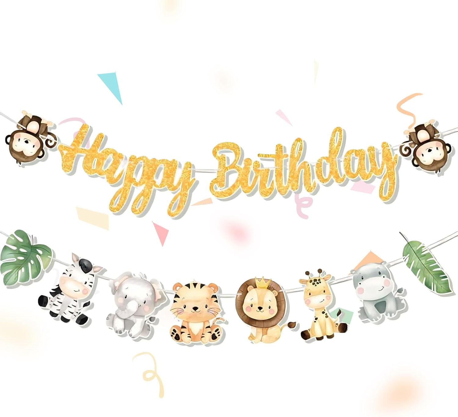 2PCS Jungle Animal Birthday Party Decorations,Jungle Birth day Party Decoration Happy Birt…