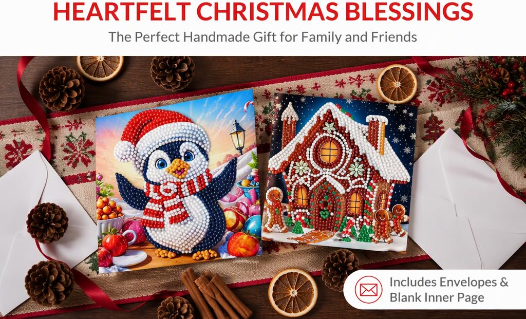 Text reads "HEARTFELT CHRISTMAS BLESSINGS - The Perfect Handmade Gift for Family and Friends". Festive holiday decorations with nutcracker and gingerbread house on dark background.
