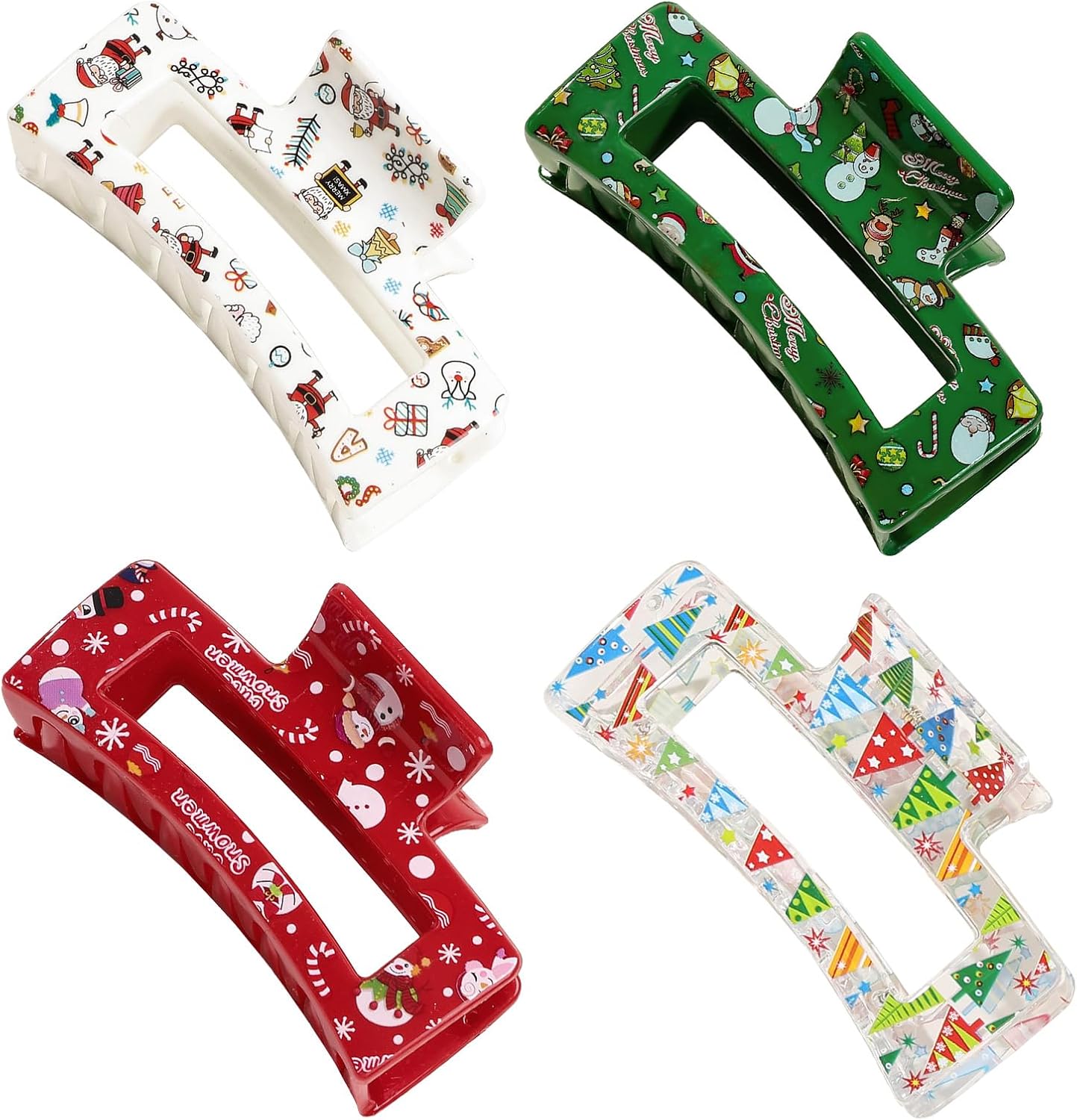 4 PCS Christmas Hair Clips for Women,Colored Hair Jaw Clamp Non-Slip Catch Hair Clips,Chri…