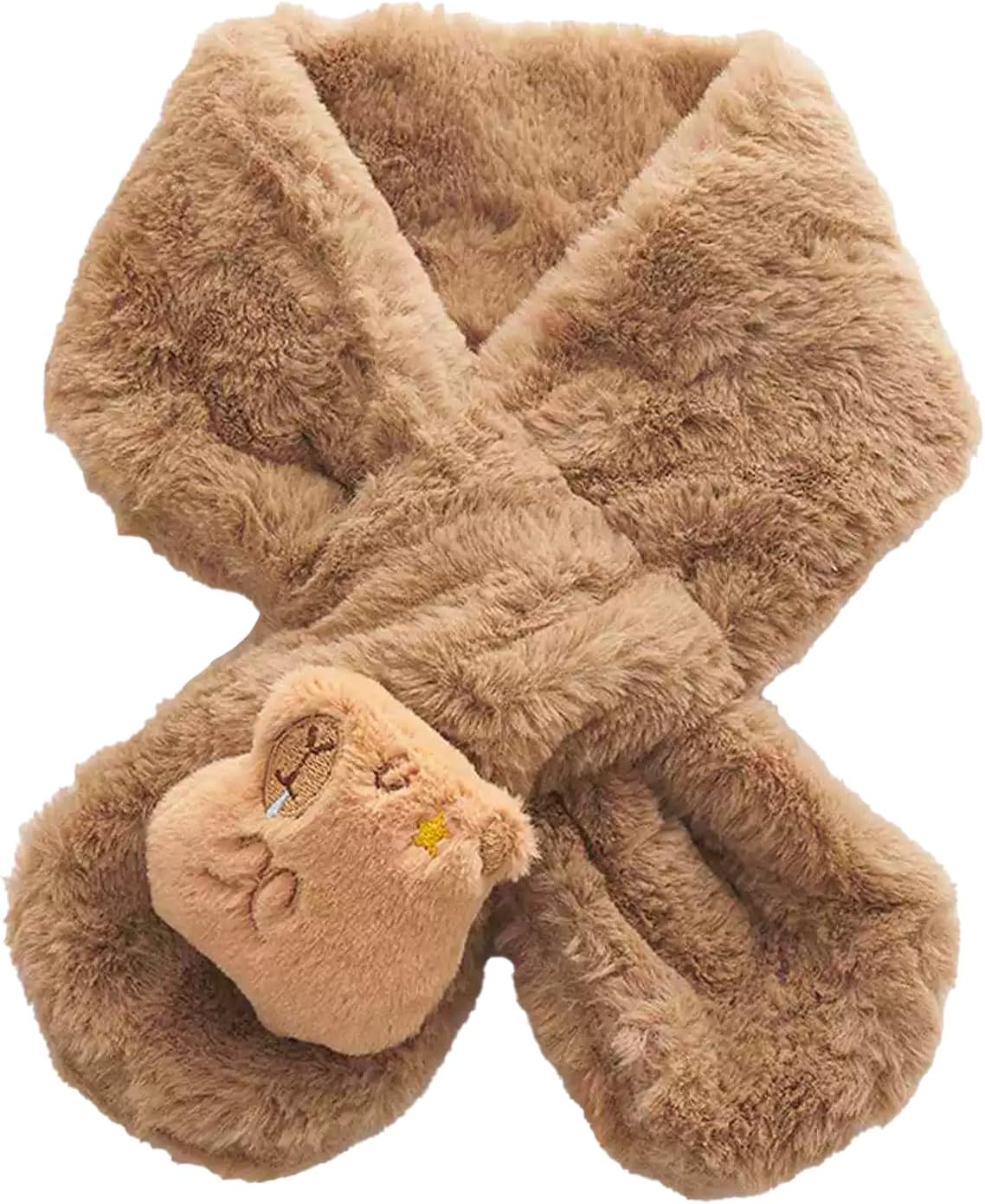 Plush Cute Children's Scarf,Winter Child Teens Cartoon Scarf,Cozy Plush Scarf with Cross D…