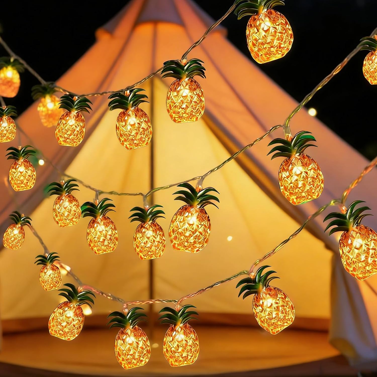 20 LED Pineapple String Lights,3.0M Summer Tropical String Lights,Battery Operated Decorat…