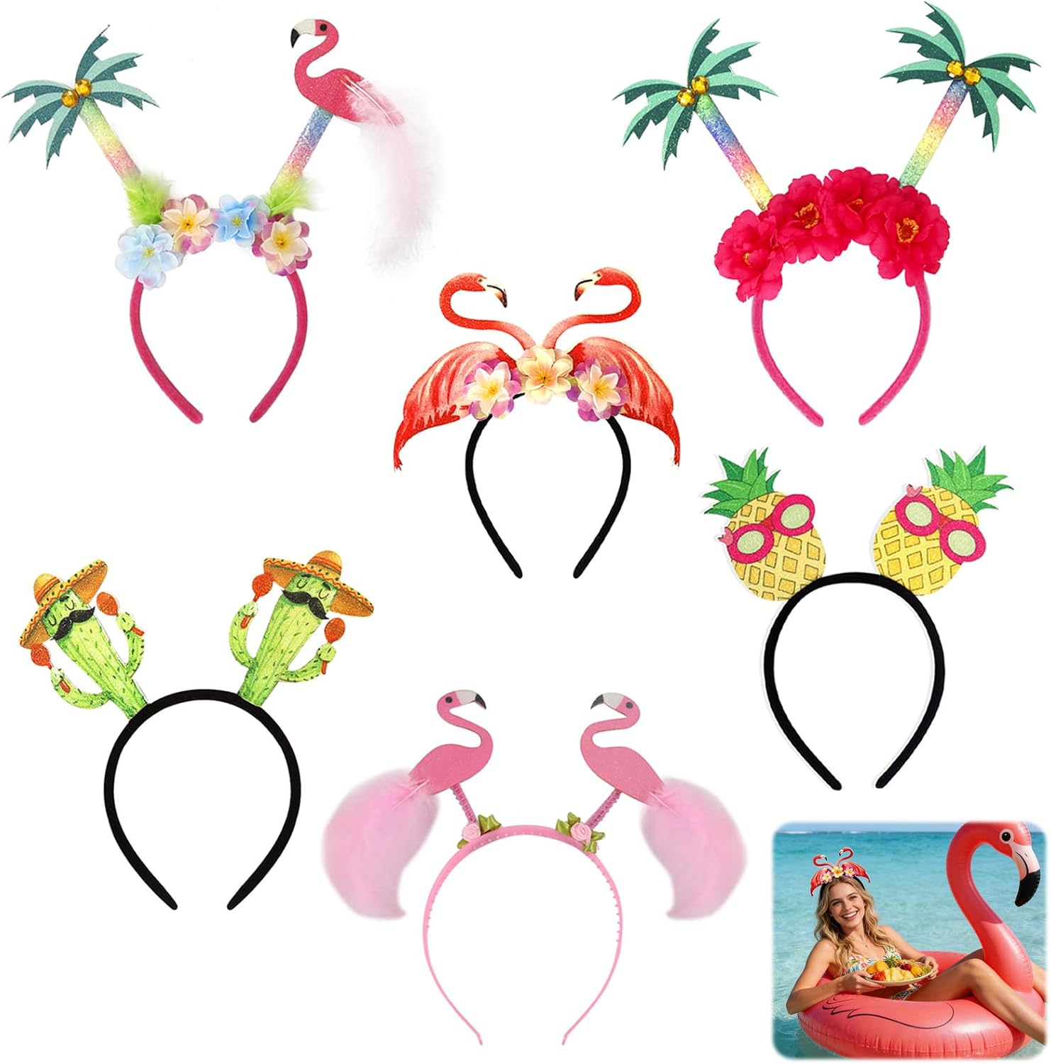 6 PCS Headbands for Hawaiian Themed Hair Accessories Headdress for Halloween Carnival Cosp…