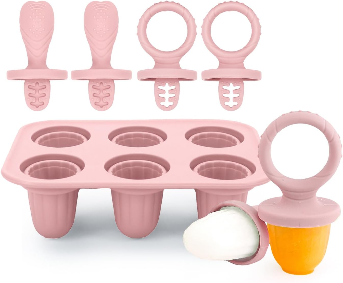 6 Pcs 17ml Moulds with Reusable Sticks,Silicone Ice Lolly Mould Mini BPA-Free Silicone Ice…