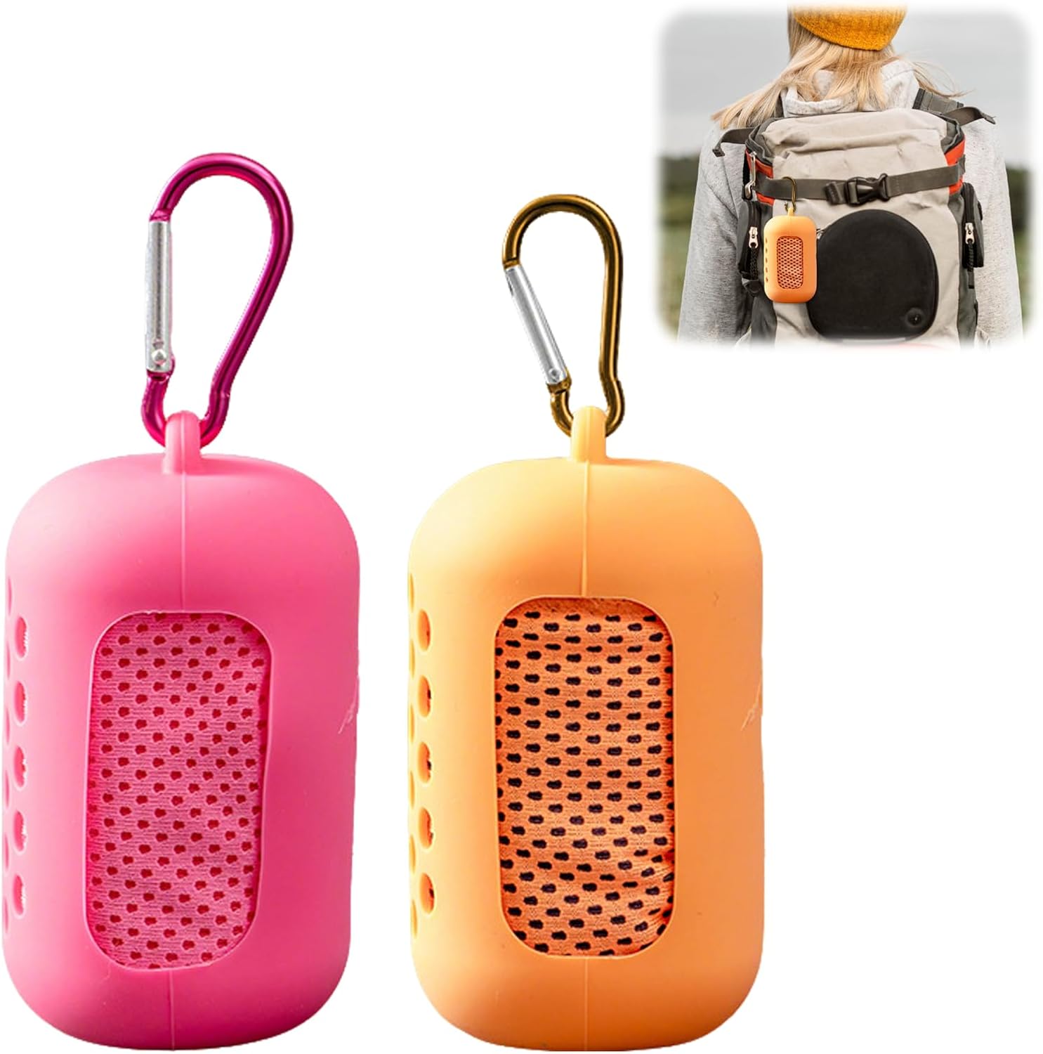 2 PCS Cooling Towel with Portable Silicone Sleeves,Cooling Sports Towel with Ice-Fibre,Mic…