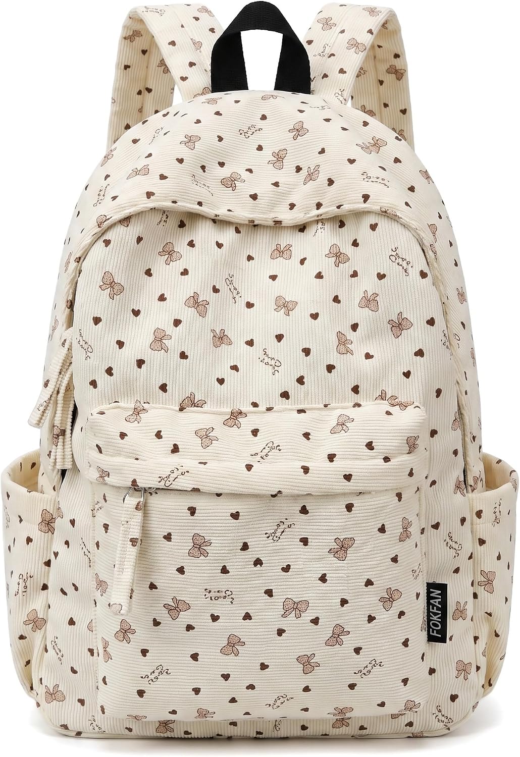 White Bow-Tie Backpack, Large Capacity School Bag for Girls