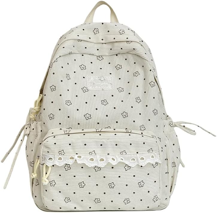 White Corduroy Backpack for Girls