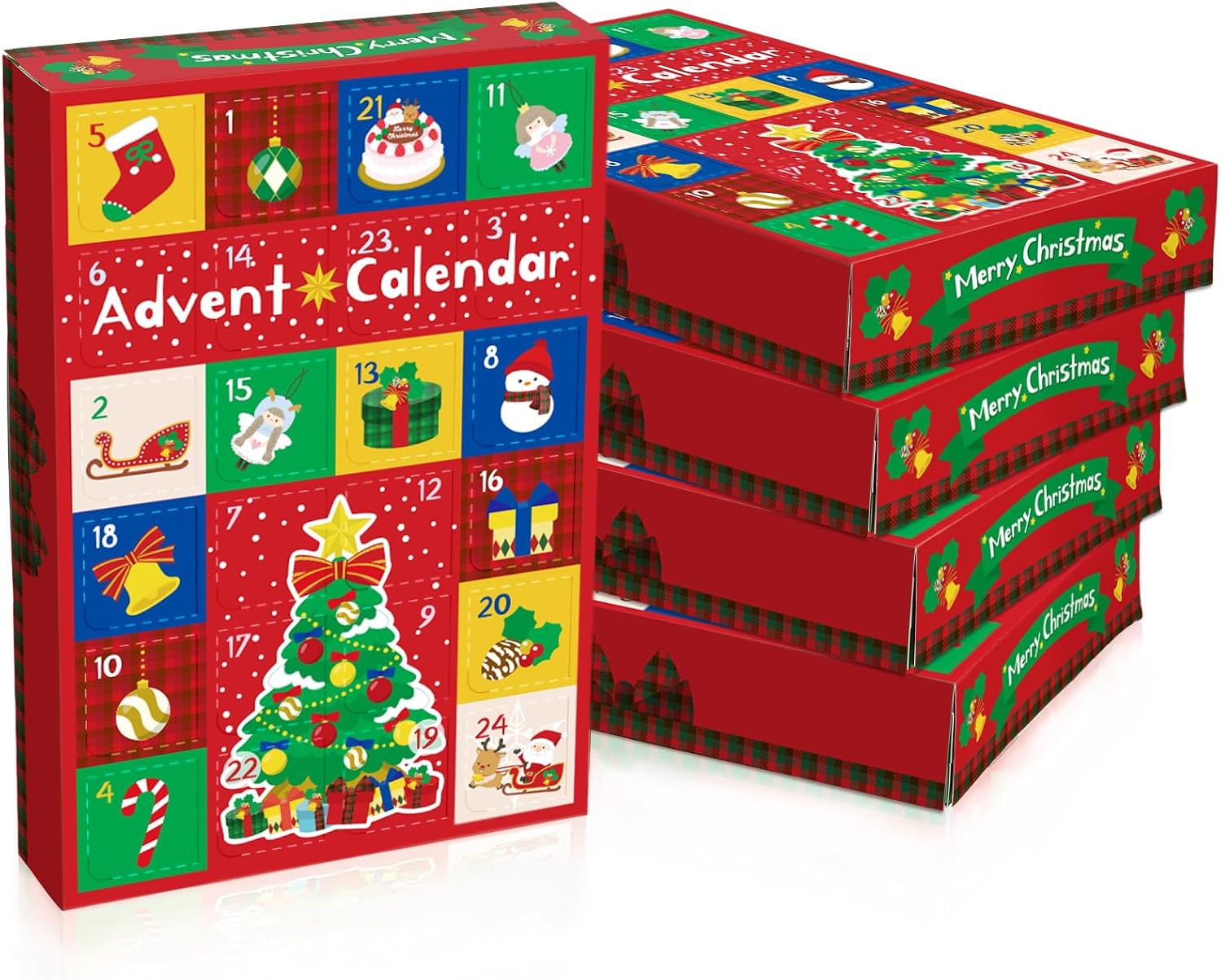 2026 Advent Calendar Boxes with 24 Empty Windows, 5 Sets