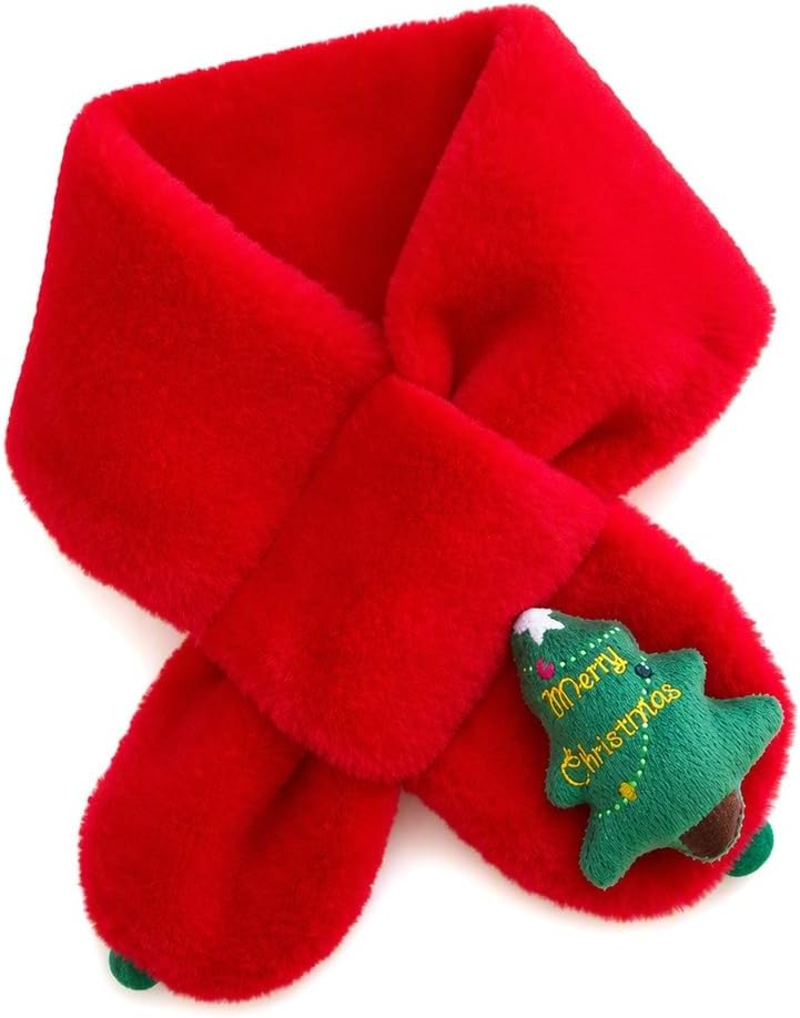 Plush Christmas Children's Scarf with Cross Design, Christmas Holiday Kids Scarves,Cute Ch…