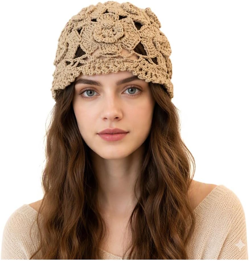 Women Crochet Hat Handmade Beanie Hat All-Season Style