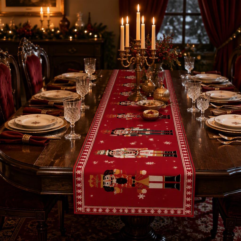 Christmas Table Runner,180*35cm Nutcracker Table Decoration