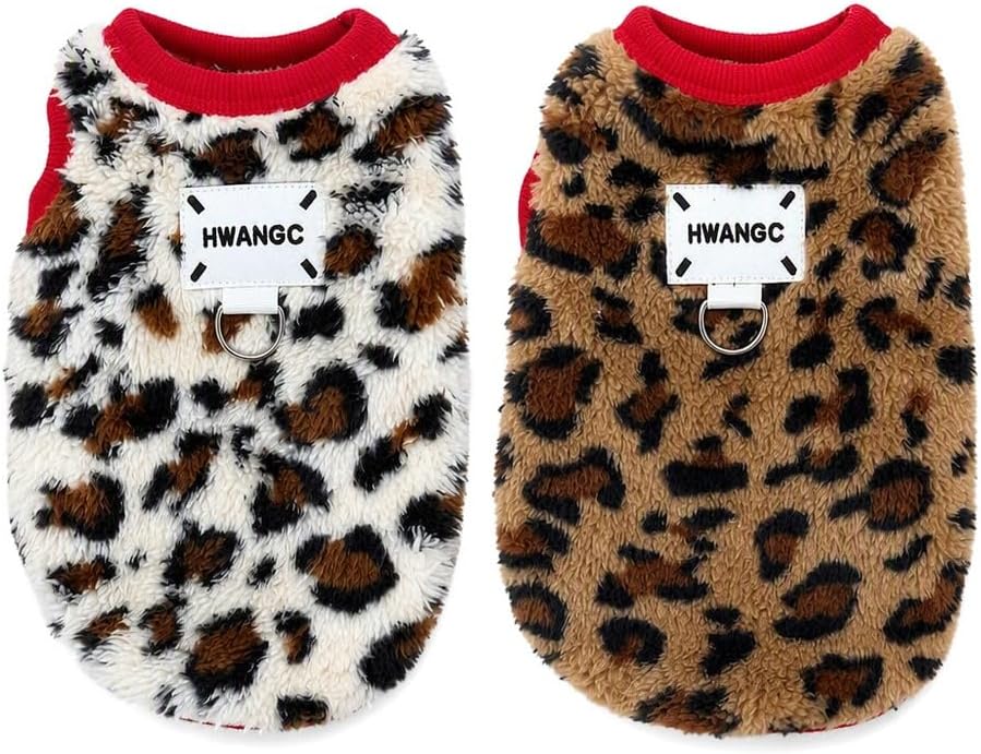 2 PCS Polar Fleece Leopard-Print Pet Coat,Pet Clothing,L